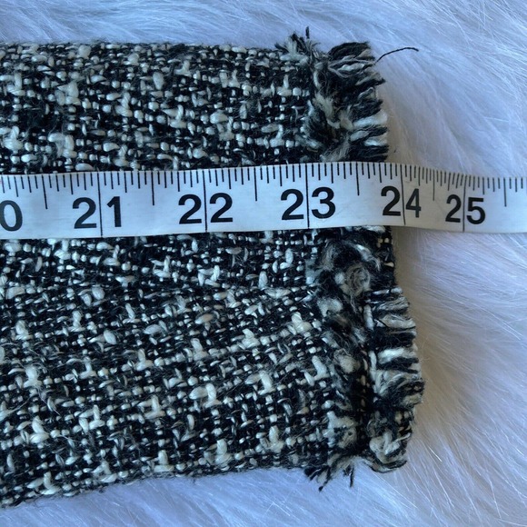 Worthington Sz Med Blazer Tweed Zip Up Jacket Womens Black White Fringe Career - Picture 10 of 10